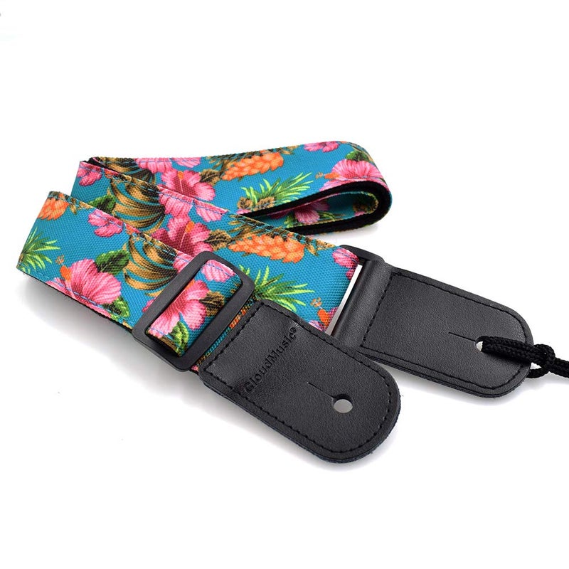 CLOUDMUSIC Ukulele Strap Tenor Concert Soprano Baritone Coloful Hawaii Floral Patterns For Adult Size Kids(Pink Hibiscus In Blue) - Image 4